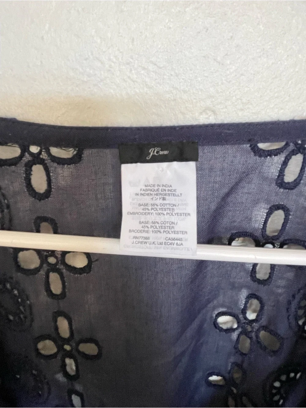 J. Crew Navy Eyelet Open-Front Kimono